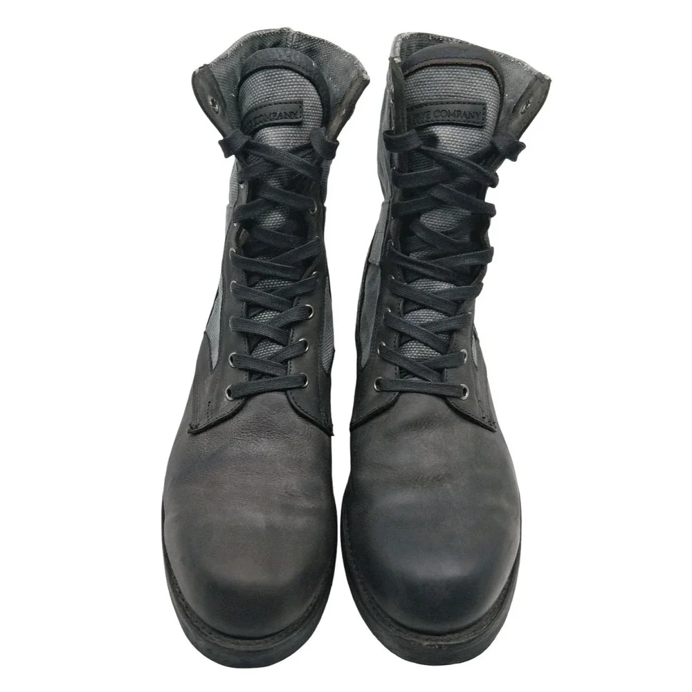 Frye Boots Mens Size 13 Black Gray Leather Combat Lace Up Mid Calf Casual Boots